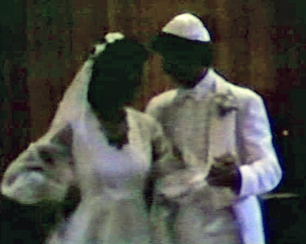 A photo taken from my wedding video from 1981