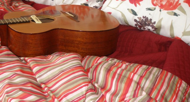 My parents' bed is my new bed.