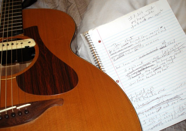 guitar and lyrics close up