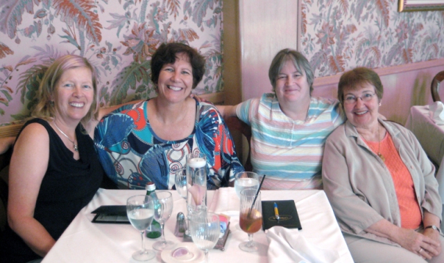 Two weeks ago, I had lunch with my high school choir teacher, Frankie Nobert (on the right). I am flanked by two of my good friends and former classmates. Carol is on my left and Amelie is on my right.
