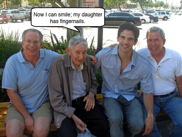 I posted this picture two years ago. I have lunch every week with my brother’s separately. I see my handsome nephew and middle brother, Howard, mid-week. I see my brother Norm, and sister-in-law, Jo on Saturdays. My father is crying in heaven about our family rift. He is also crying that I am biting my fingernails again.