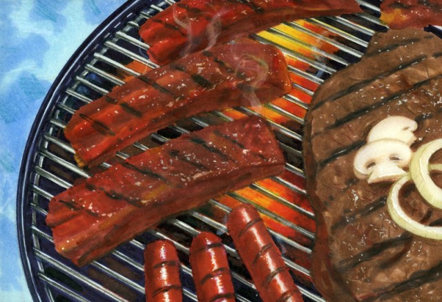 I like adding pictures to my stories to make things more interesting. This marker rendering of mine feels like summer! I hardly ever eat red meat anymore.  