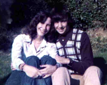 Judy & Sam in front of apt