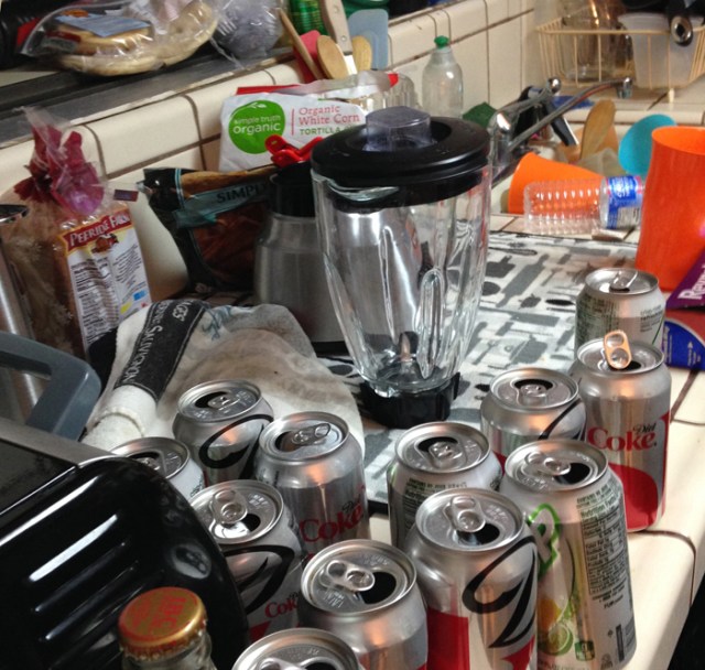 I share this picture of my kitchen counter when I returned from Tucson. My two sons could have done better.