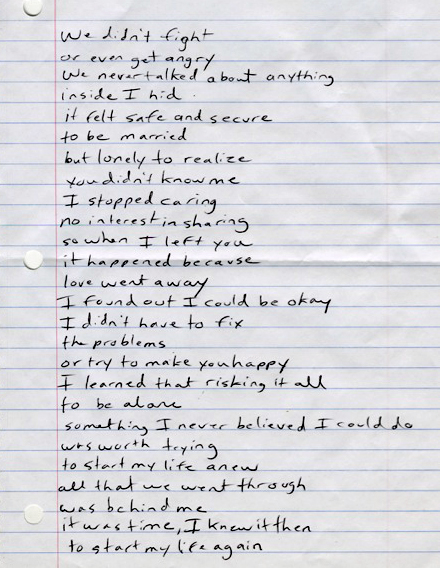 This is the actual page I wrote in order to discover lyrics for the chorus of this song.