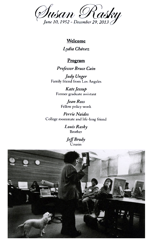 This was the program for Susan’s Memorial that was taken about five years ago. I was so honored to participate!