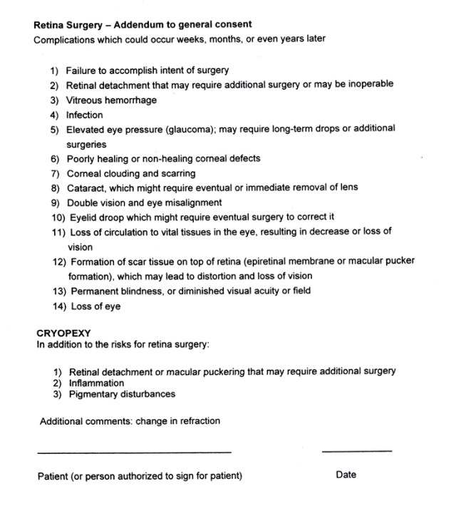 Retina Surgery Consent