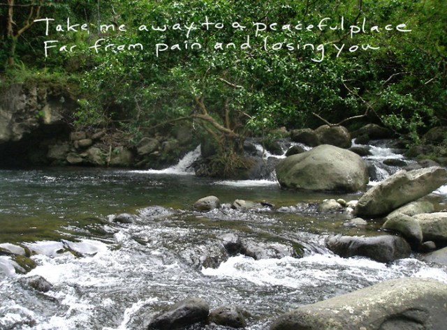 For this story, I wanted pictures that conveyed peacefulness and water. I played around with Photoshop and some old photos taken while on vacation.