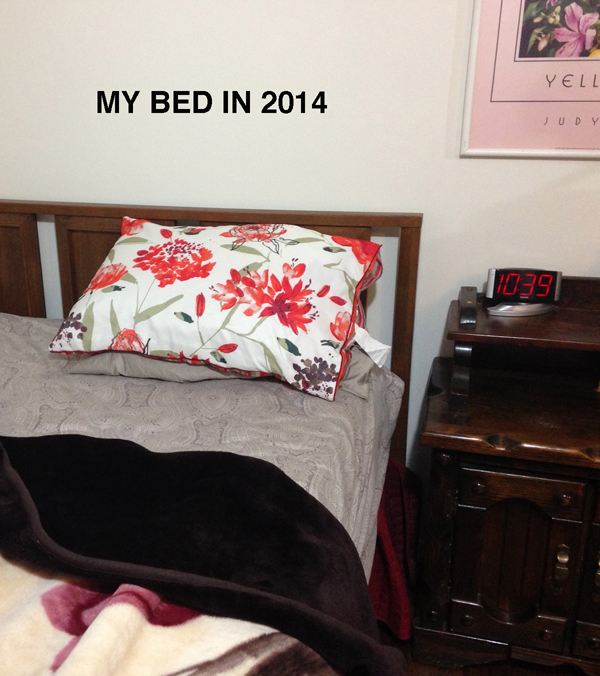 Notice that my bed is the same one my parents slept in for decades. (Of course with a different mattress!)