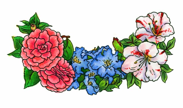 Watercolor Azalea & Camelia