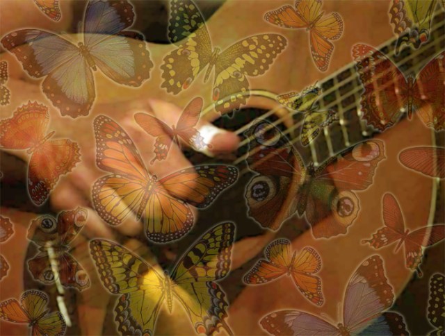 Guitar with Butterflies