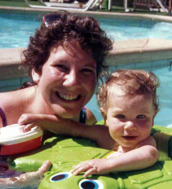 Jason and his mommy in the pool