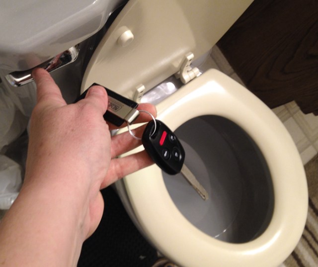 Taking this photo “re-enactment” made me nervous. That’s the only electronic key left for my car and I can’t afford to drop it!