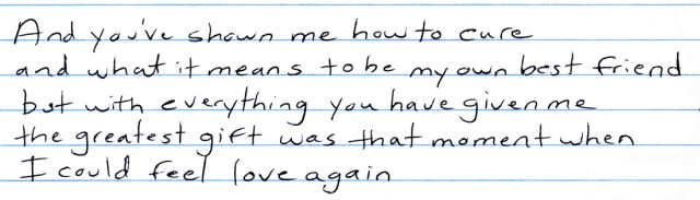 The lyrics above were revisions to my song “Just A Tune” that were made in 2012. My original lyrics from 1970 did not mention becoming my own best friend.