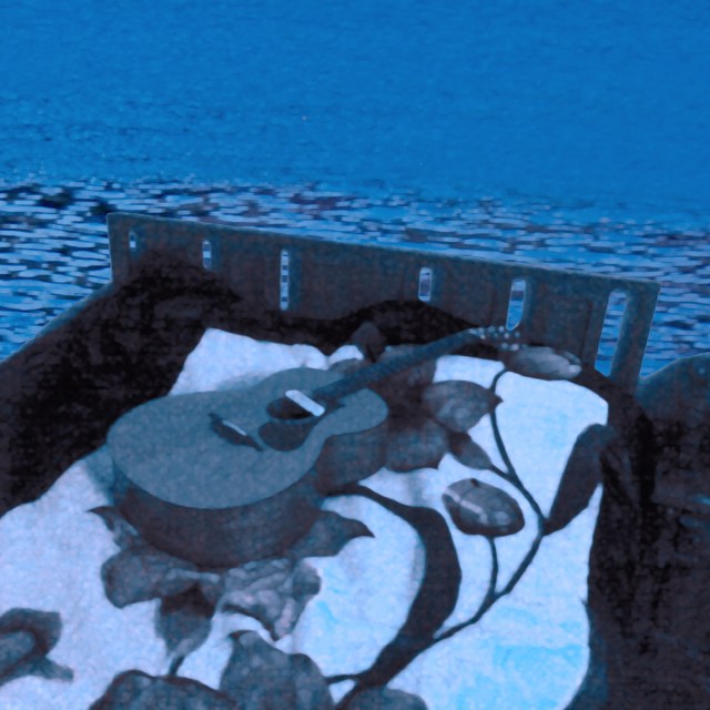 This is my current image for my song “I’ve Always Cared.” The bed with my guitar is sailing across a faraway ocean to somewhere unknown.