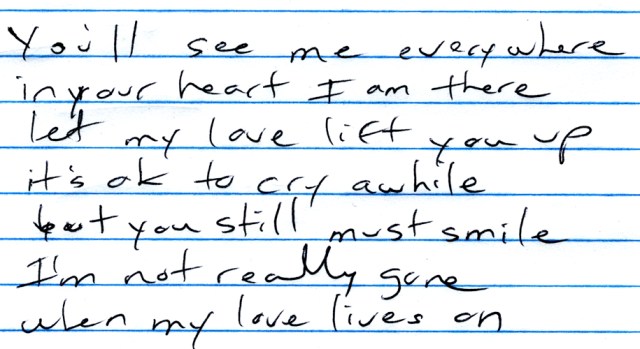 These are lyrics in progress – not ones that I actually used.