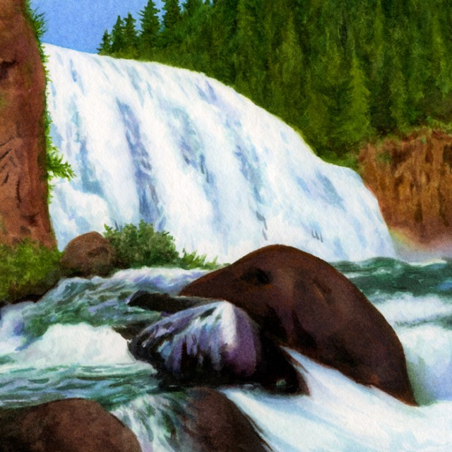 This old watercolor of mine is a good image for my song; lots of cascading turmoil often leads me to a beautiful place.