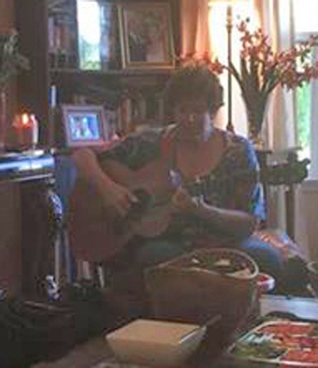 This picture is of me playing at a music recital. My new vocal coach, Hannah Anders, invited me to play after only two weeks of vocal coaching. I share a few clips from that afternoon with this story.