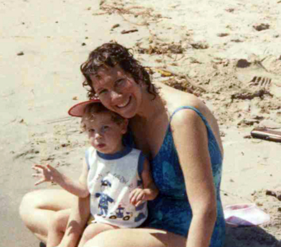 Jason, & mom at beach