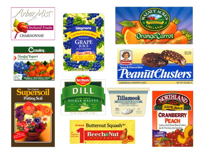 Examples of labels that carry my illustrations